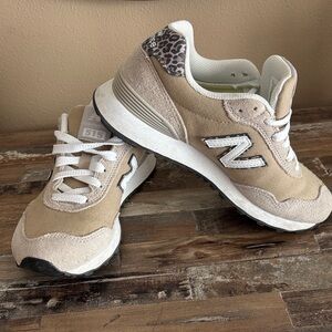 New Balance Beige Sneakers with Animal Print Detail SZ 6